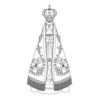 Our Lady of Conception Aparecida Vector Illustration Outline Monochrome