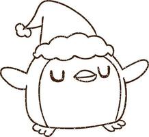 Christmas Penguin Charcoal Drawing vector