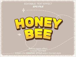 honey bee text effect, font editable, typography, 3d text. vector template