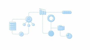 éléments de réseau informatique animés. connexions et accès. icônes plates pleine taille séquences vidéo 4k avec canal alpha. illustration de contour de couleur bleu pastel pour la conception graphique de mouvement et l'animation video