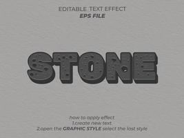 efecto de texto de piedra, fuente editable, tipografía, texto 3d. vector