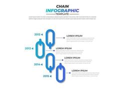 diseño infográfico de cadena con 4 pasos para visualización de datos, diagrama, informe anual, diseño web, presentación. plantilla de negocio de vectores