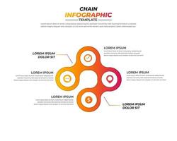 diseño infográfico de cadena con 4 pasos para visualización de datos, diagrama, informe anual, diseño web, presentación. plantilla de negocio de vectores