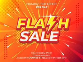 flash sale text effect, font editable, typography, 3d text. vector template