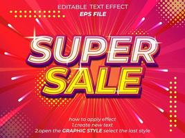 super sale text effect, font editable, typography, 3d text. vector template