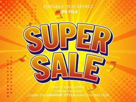 super sale text effect, font editable, typography, 3d text. vector template