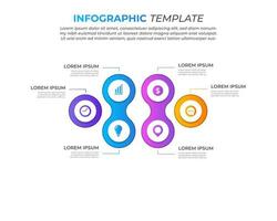 diseño infográfico de cadena con 6 pasos para visualización de datos, diagrama, informe anual, diseño web, presentación. plantilla de negocio de vectores