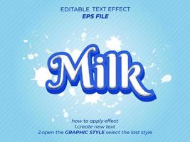 milk text effect, font editable, typography, 3d text. vector template
