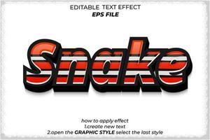 snake text effect, font editable, typography, 3d text. vector template