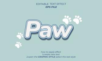 paw text effect, font editable, typography, 3d text. vector template