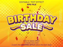 birthday sale text effect, font editable, typography, 3d text. vector template