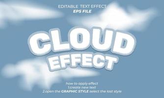 cloud text effect, font editable, typography, 3d text. vector