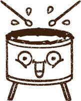 Beating Drum Charcoal Drawing vector