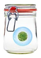 little green rural planet in glass jar photo