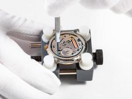 repairing quartz wristwatch close up photo