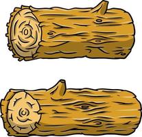 Brown log. Building wood material. Natural element. Environment of forest. vector