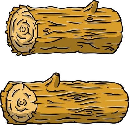 Brown log. Building wood material. Natural element. Environment of forest.