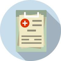 Medical document with sheet, paper. Objects of hospital. Cartoon flat illustration. File on the tablet vector