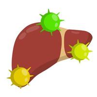 Bad liver. Attack germs and cirrhosis of the liver. Health problem vector