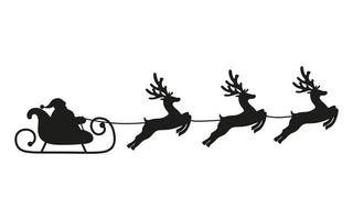 Santa Claus rides in a sleigh in harness on the reindeer vector