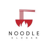 Hot Noodle Logo Design Template Spicy Noodle Illustration vector