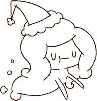 Christmas Mermaid Charcoal Drawing vector