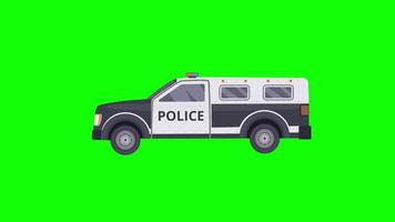 Police car icon Animation. Vehicle loop animation with alpha channel, green screen. video