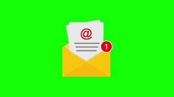 Email icon Animation. email envelope loop animation with alpha channel, green screen. video