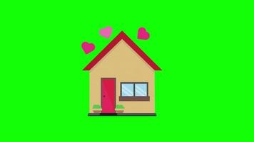 house Building icon Animation. loop animation with alpha channel, green screen. video