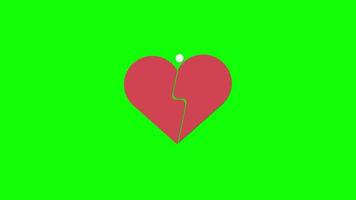 red love or heart pop up icon Animation.Heart Beat Concept for valentine's day and mother's day. Love and feelings. loop animation with alpha channel, green screen. video