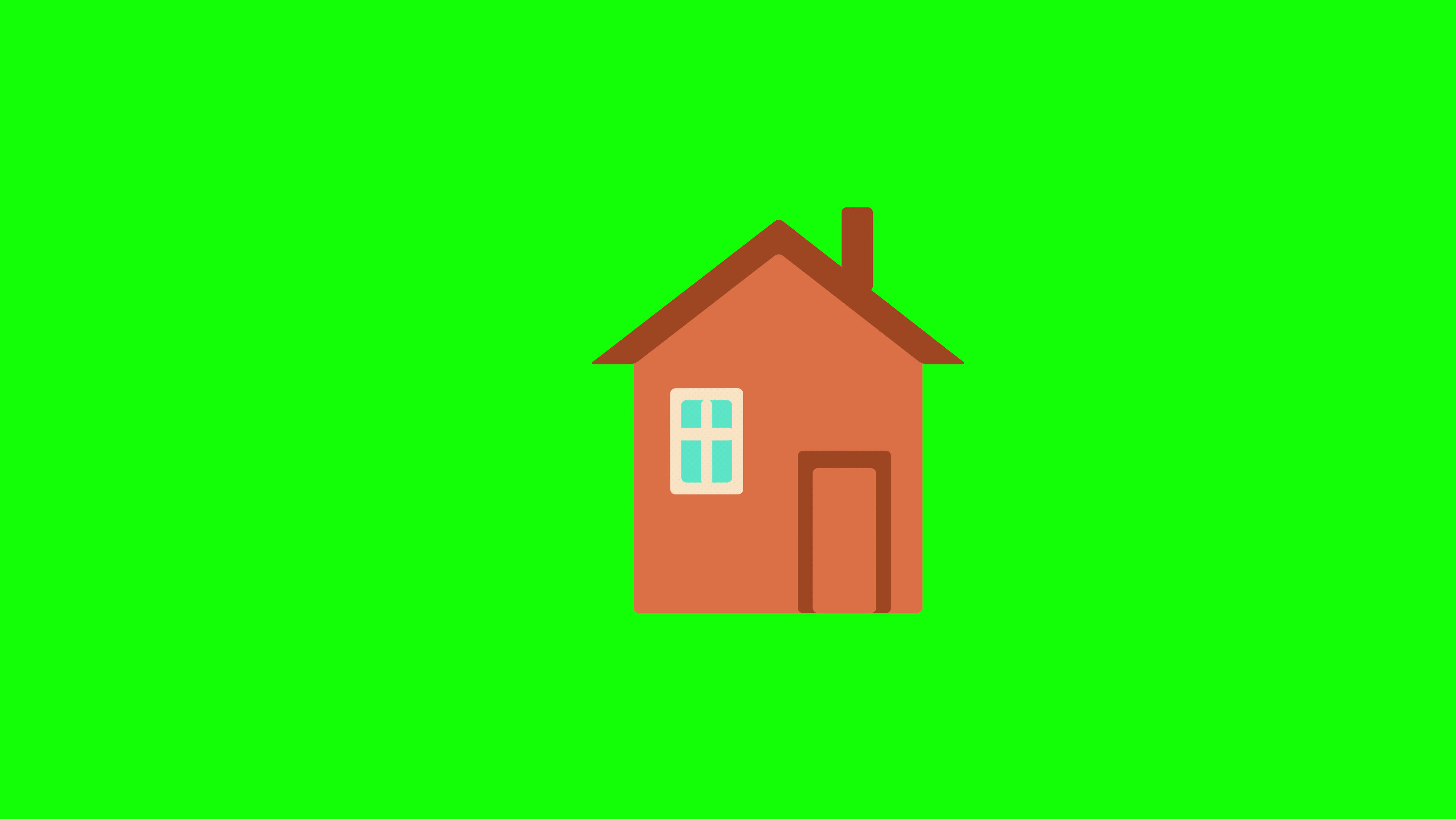 house Building icon Animation. loop animation with alpha channel, green