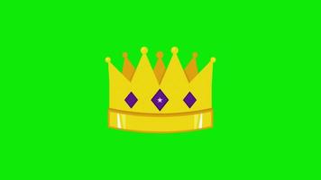 animação de ícone de coroa de rei ou rainha. coroa brilhando brilho. animação em loop com canal alfa, tela verde. video