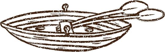 Row Boat Charcoal Drawing vector