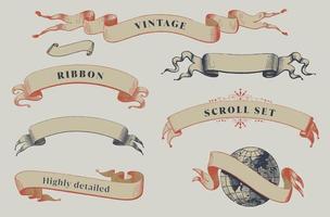 Vintage ribbon banners set. Isolated. Vector illustration. For use as an announcement, celebration menu design and title design.