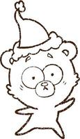 Christmas Teddy Charcoal Drawing vector