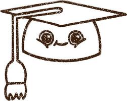 College Cap Charcoal Drawing vector