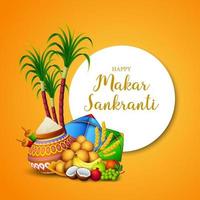Happy Makar Sankranti greeting card vector
