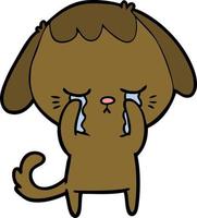 cute puppy crying cartoon vector