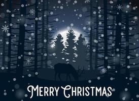 Merry Christmas Winter with Landscape and deer animal