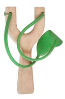 simple wooden slingshot with green rubber band photo