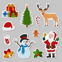 Set of accessories sticker christmas vector