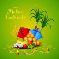 feliz makar sankranti tarjetas de felicitación vector