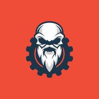 Oldman Skull Gear Illustration Creative Logo vector