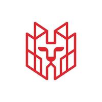 Lion Building Line Modern Geometric Logo vector
