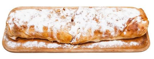 traditional viennese apple strudel on wooden board photo