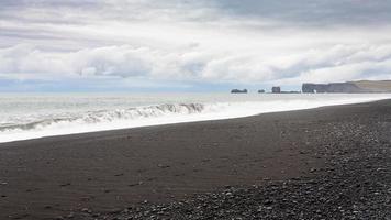 Reynisfjara Beach and view of Dyrholaey peninsula photo