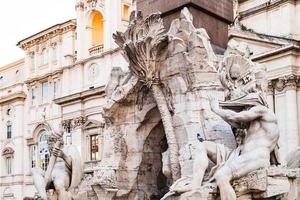 sculptures of Fontana dei Quattro Fiumi in Rome photo