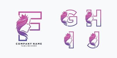 letter f,g,h,i,j logo design with beauty flower creative concept premium vector