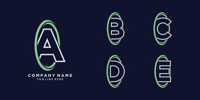 letter alphabet a b c d e logo design vector with icon creative circle