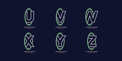 letter alphabet u v w x y z logo design vector with icon creative circle